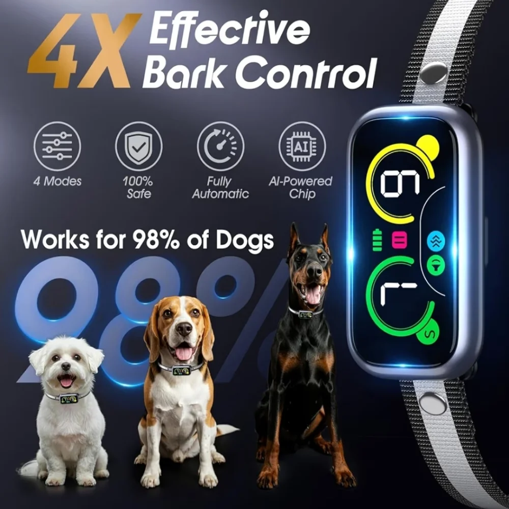 Dog Bark Collar Pro, Instant Bark Solution, Smart Anti Barking Device